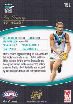 2014 Select AFL Honours Series 1 #152 Tom Clurey Back